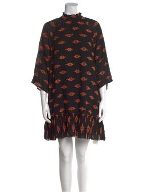 RHODE
Black & Orange Printed High-Neck Shift Dress Size Small